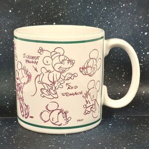 Vtg‎ 90s Walt Disney Minnie Mouse Coffee Mug Sketch Book Drawing Cup 14oz.